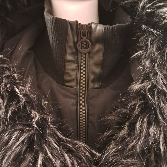 Noize Coat Women's Large L Faux Fur Collar Trim Vegan Gigi Parka Quilted - Picture 4 of 15